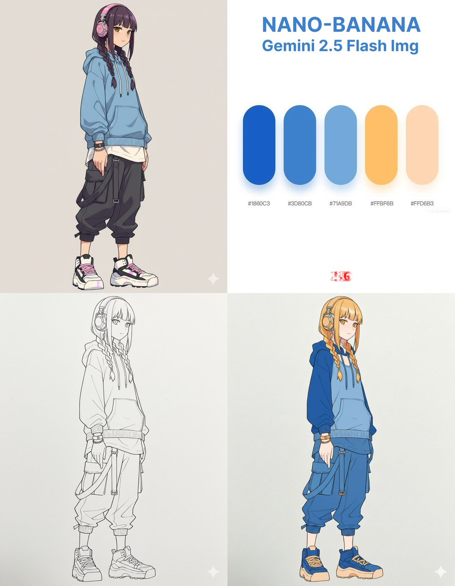 图转线稿 + 色卡上色