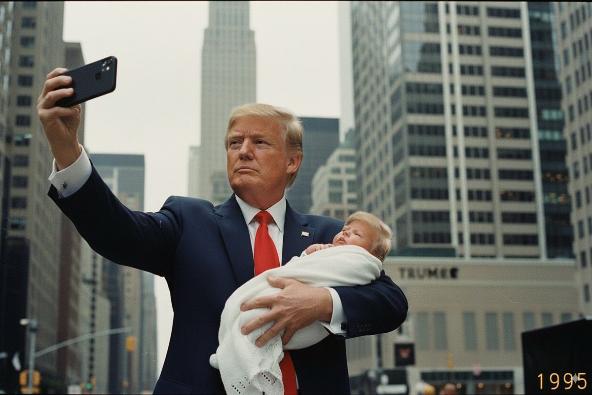 retro selfies of you holding a baby version of you