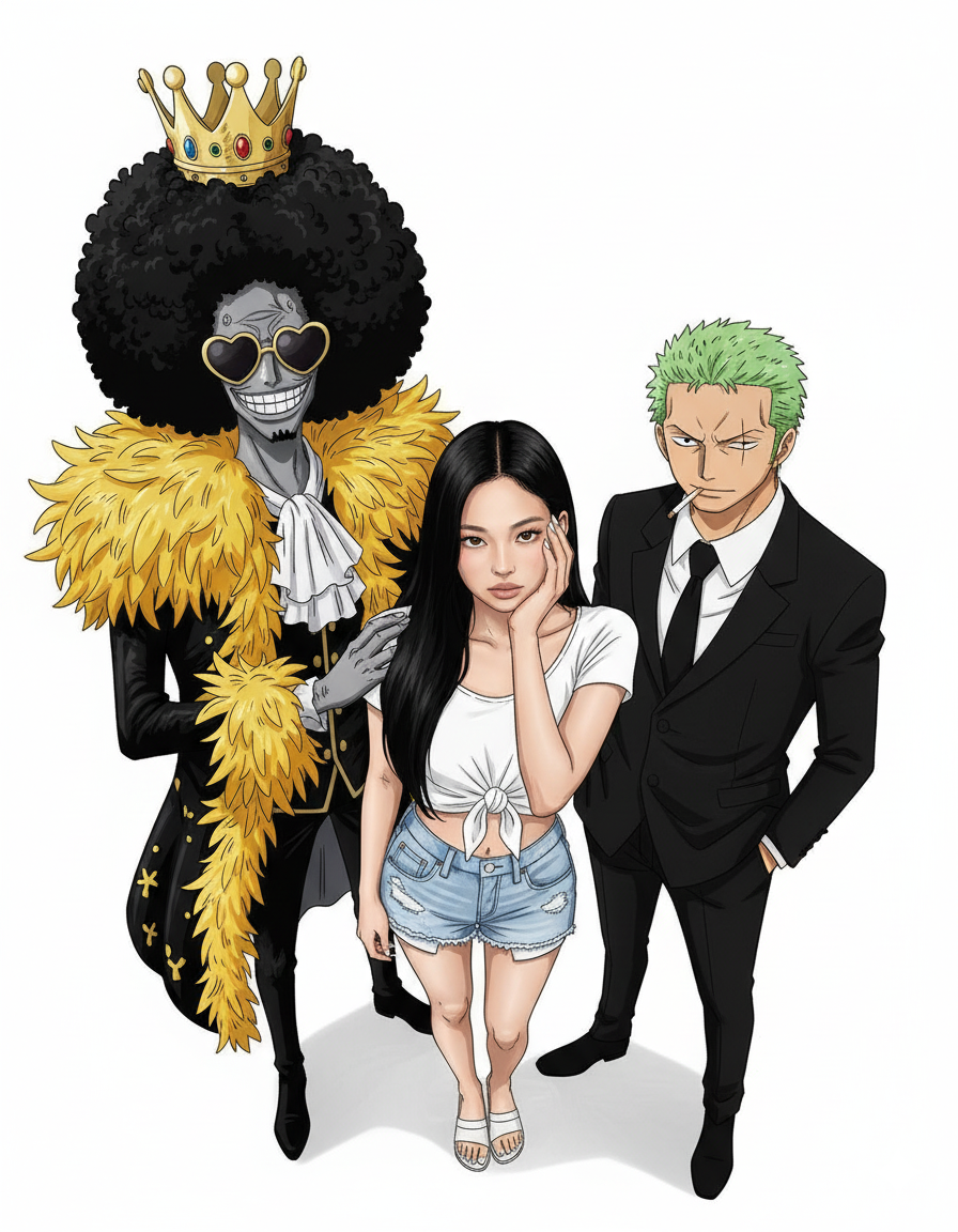 Brook, Zoro, and Woman Pose